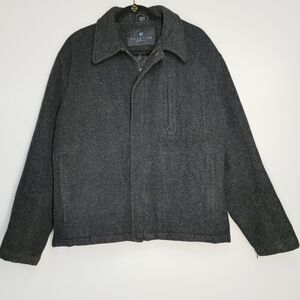 Reaction Kenneth Cole Wool Jacket Charcol Gray Men's Large Full Zip 80% Wool